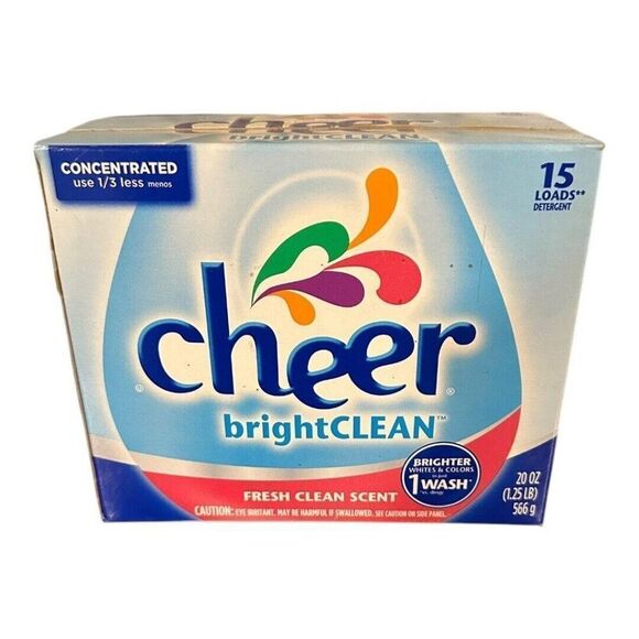 Cheer BrightClean Laundry Detergent Powder Fresh Clean Scent 15 Loads 20 oz - Picture 1 of 4